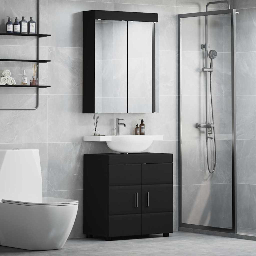 vidaXL Σετ Επίπλων Μπάνιου TULUM 2 τμχ. Μαύρο 60 x 34 x 63 εκ