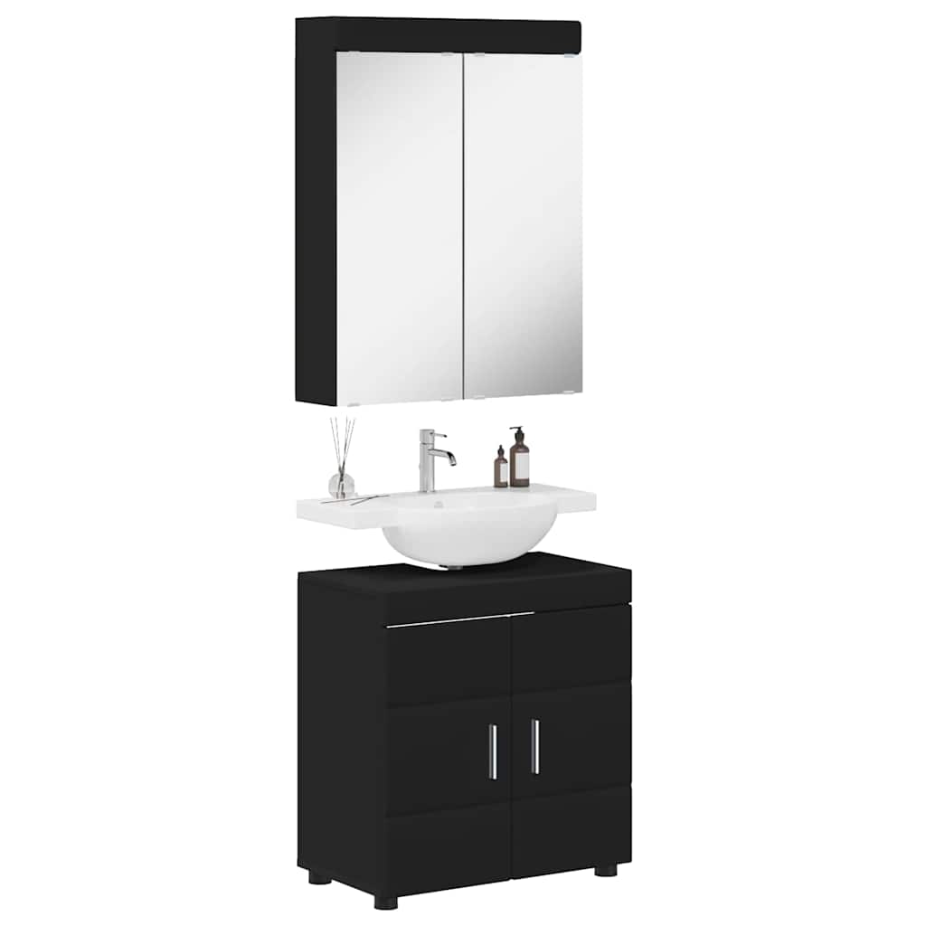vidaXL Σετ Επίπλων Μπάνιου TULUM 2 τμχ. Μαύρο 60 x 34 x 63 εκ