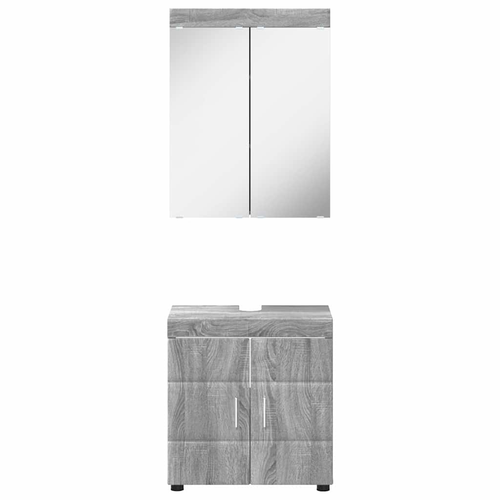 vidaXL Σετ Επίπλων Μπάνιου TULUM Γκρίζο Σονομα Επεξεργασμένο ξύλο