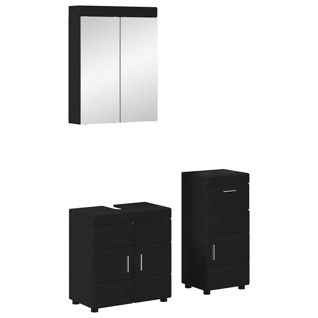 vidaXL Σετ Επίπλων Μπάνιου TULUM 3 τμχ. Μαύρο 60 x 34 x 63 εκ