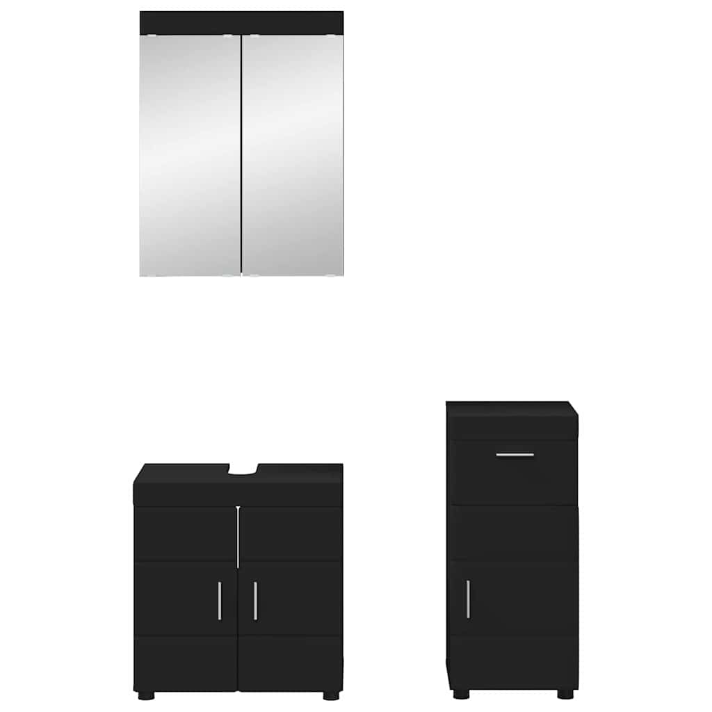 vidaXL Σετ Επίπλων Μπάνιου TULUM 3 τμχ. Μαύρο 60 x 34 x 63 εκ
