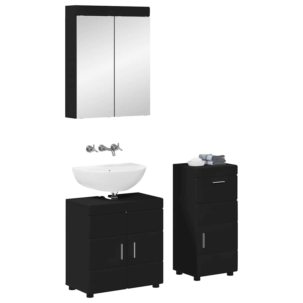 vidaXL Σετ Επίπλων Μπάνιου TULUM 3 τμχ. Μαύρο 60 x 34 x 63 εκ