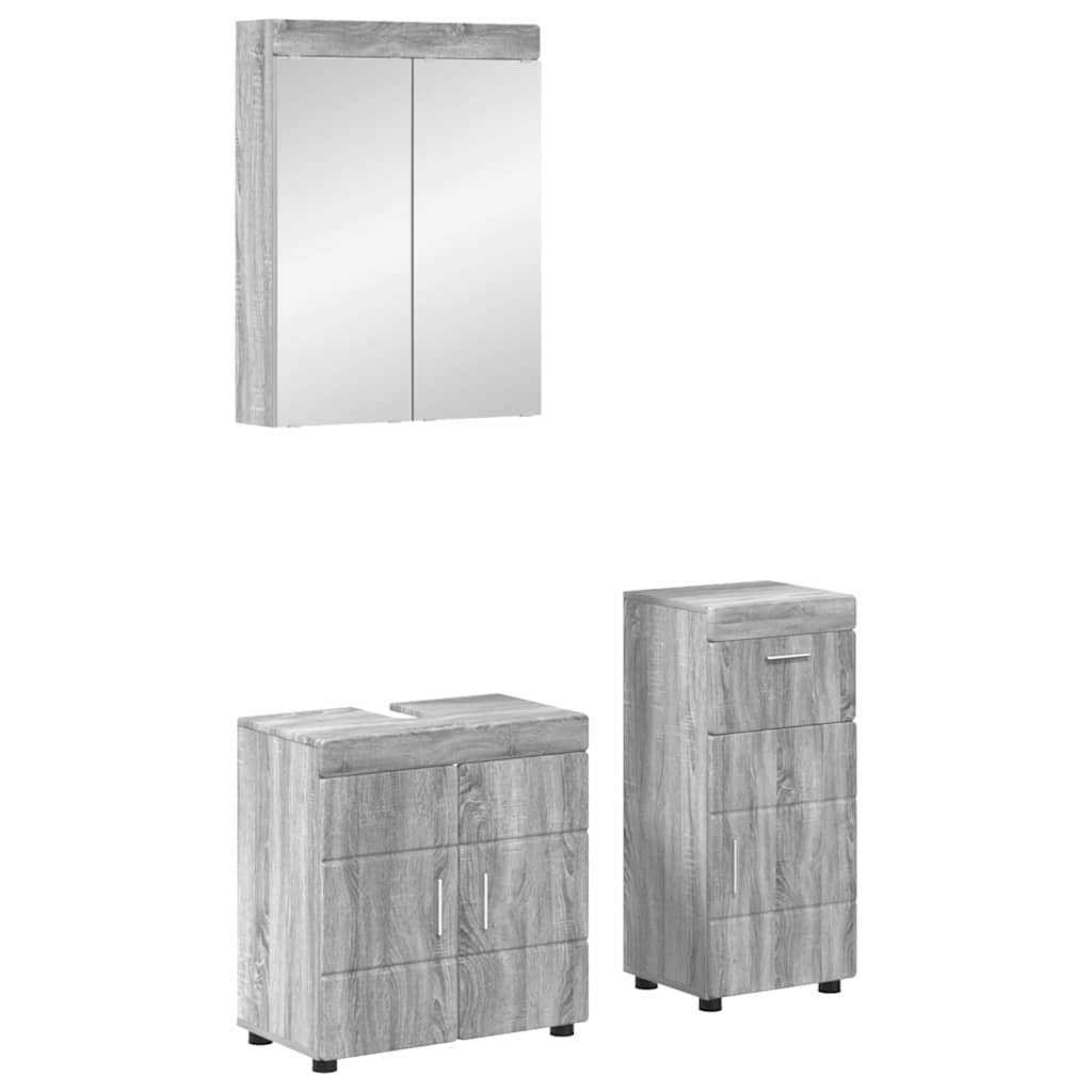 vidaXL Σετ Επίπλων Μπάνιου TULUM 3 τμχ. Γκρίζο Σονομα 60 x 34 x 63 εκ