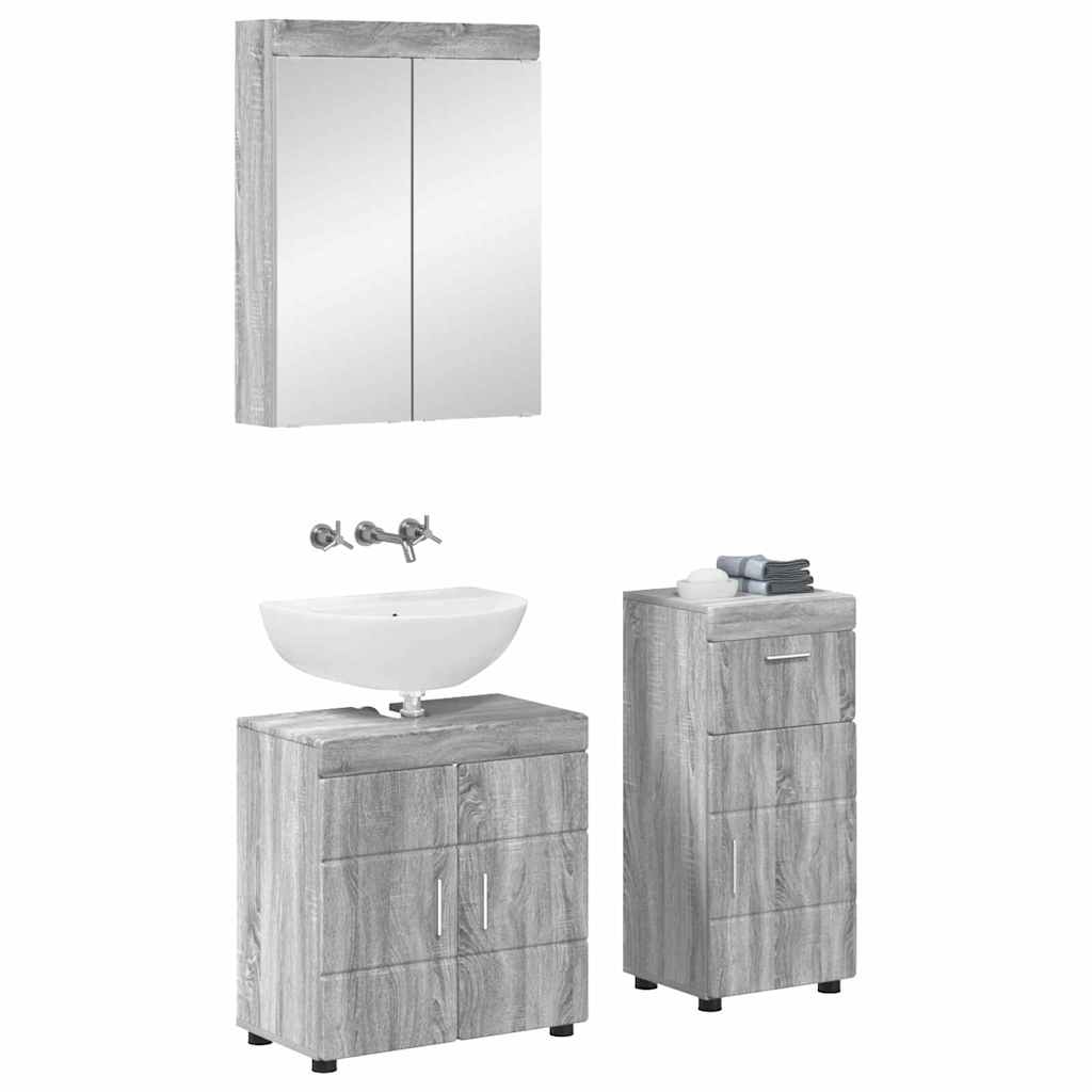 vidaXL Σετ Επίπλων Μπάνιου TULUM 3 τμχ. Γκρίζο Σονομα 60 x 34 x 63 εκ