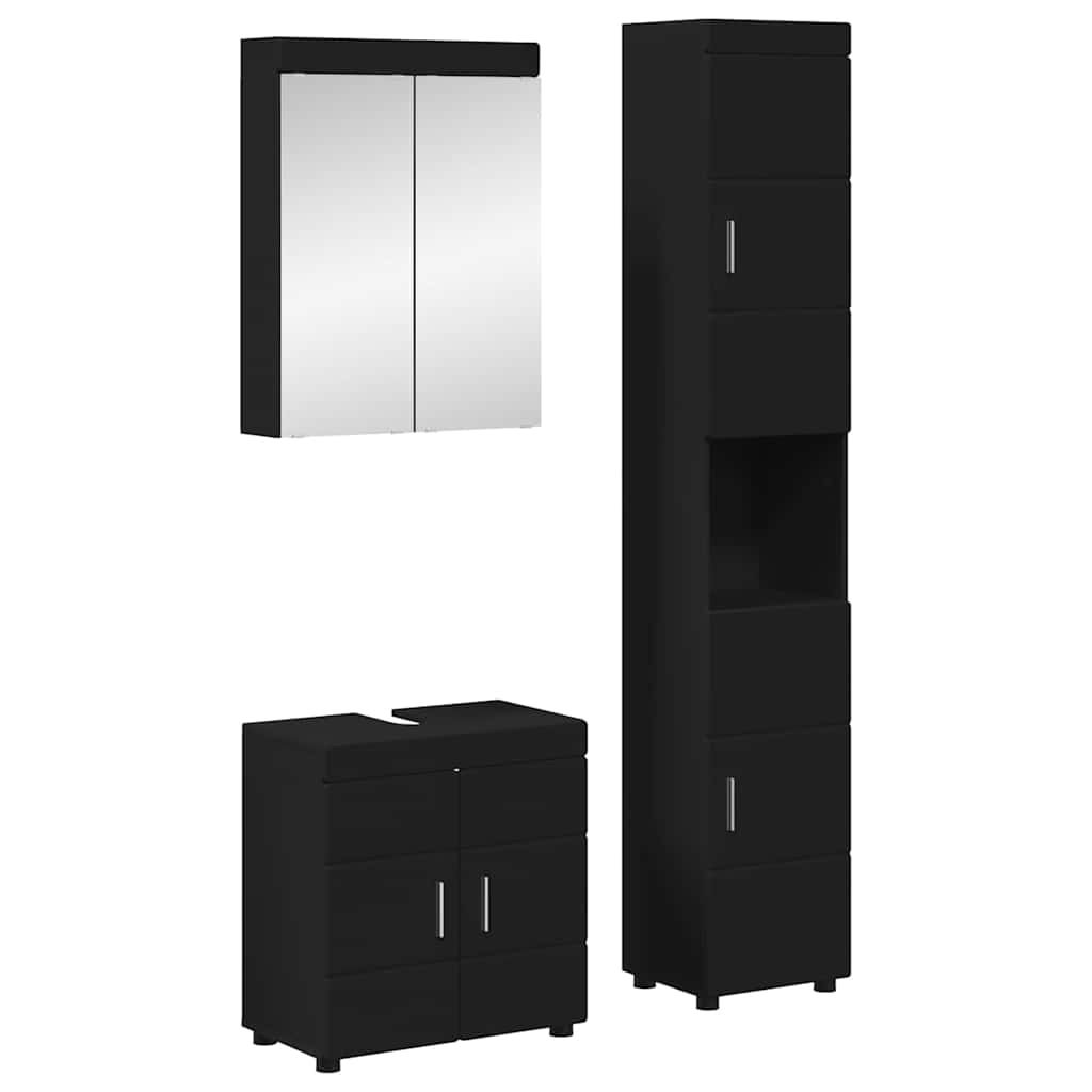 vidaXL Σετ Επίπλων Μπάνιου TULUM 3 τμχ. Μαύρο 60 x 34 x 63 εκ