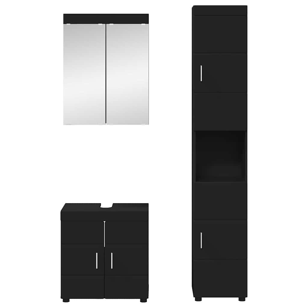 vidaXL Σετ Επίπλων Μπάνιου TULUM 3 τμχ. Μαύρο 60 x 34 x 63 εκ