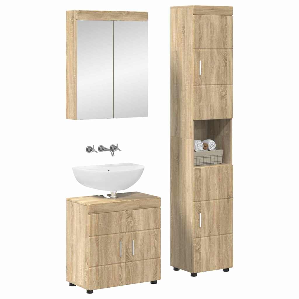 vidaXL Σετ Επίπλων Μπάνιου TULUM 3 τμχ. Δρύς Sonoma 60 x 34 x 63 εκ