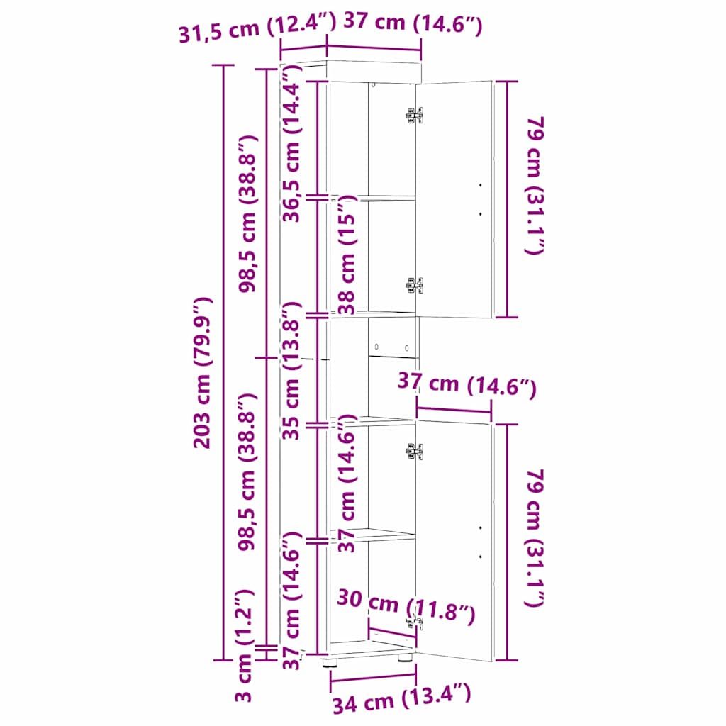 vidaXL Σετ Επίπλων Μπάνιου TULUM 3 τμχ. Δρύς Sonoma 60 x 34 x 63 εκ