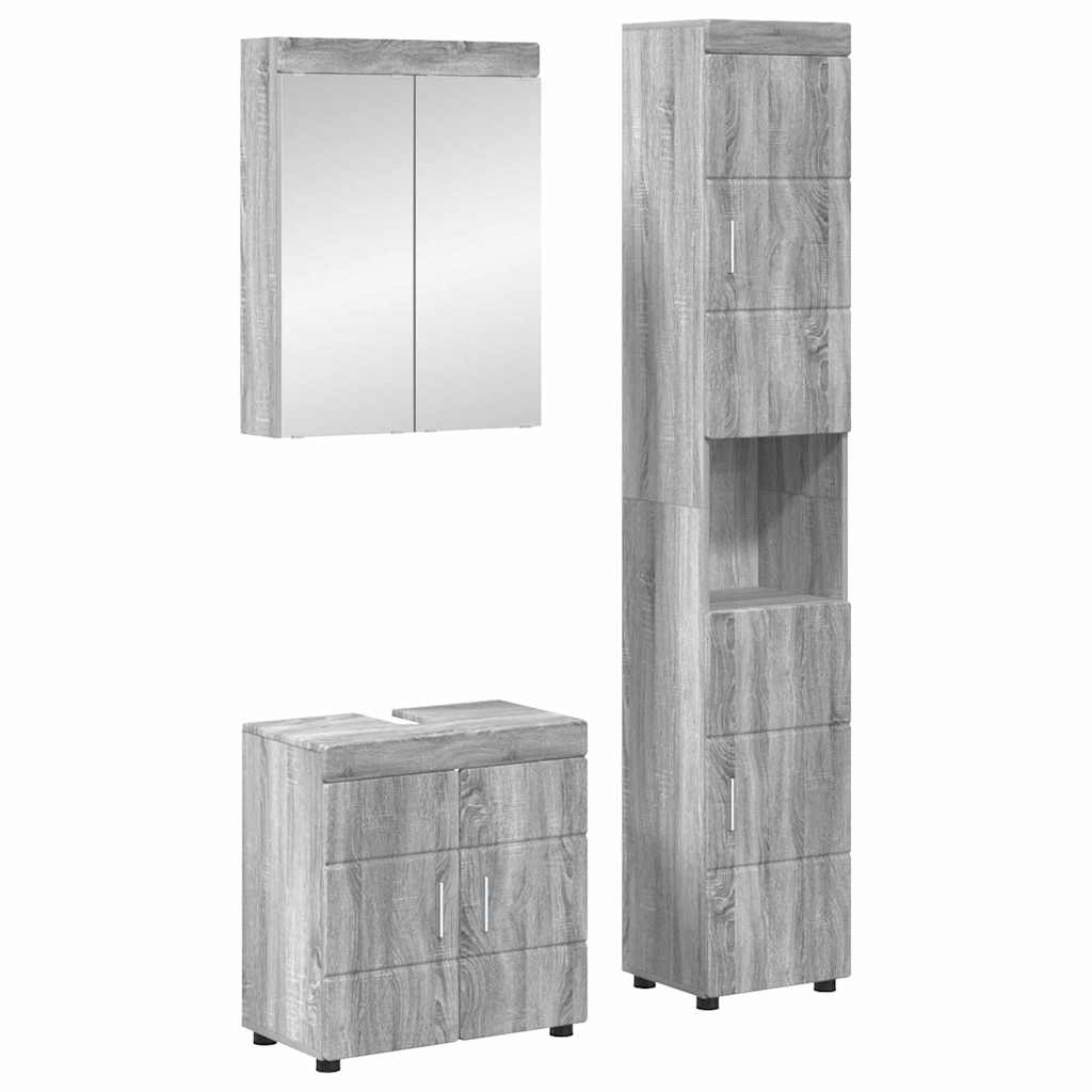 vidaXL Σετ Επίπλων Μπάνιου TULUM 3 τεμ. Γκρίζο Σονομα 60 x 34 x 63 εκ
