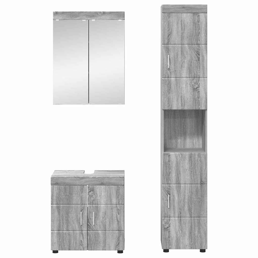 vidaXL Σετ Επίπλων Μπάνιου TULUM 3 τεμ. Γκρίζο Σονομα 60 x 34 x 63 εκ
