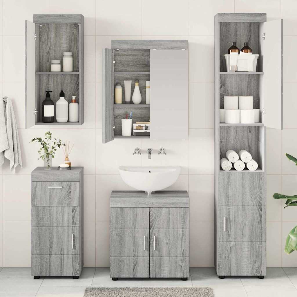 vidaXL Σετ Επίπλων Μπάνιου TULUM 5 τεμ. Γκρίζο Σονομα 60 x 34 x 63 εκ