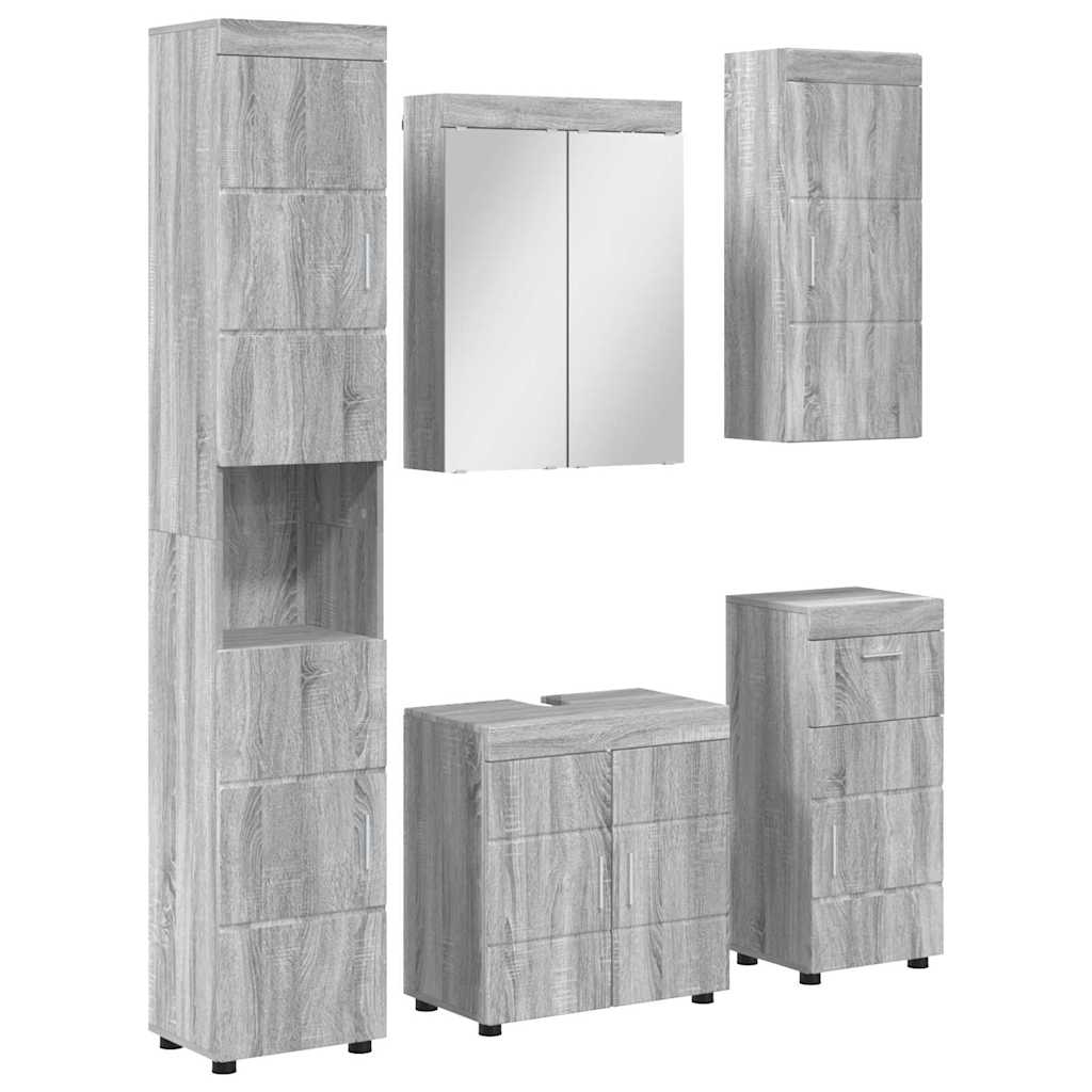 vidaXL Σετ Επίπλων Μπάνιου TULUM 5 τεμ. Γκρίζο Σονομα 60 x 34 x 63 εκ