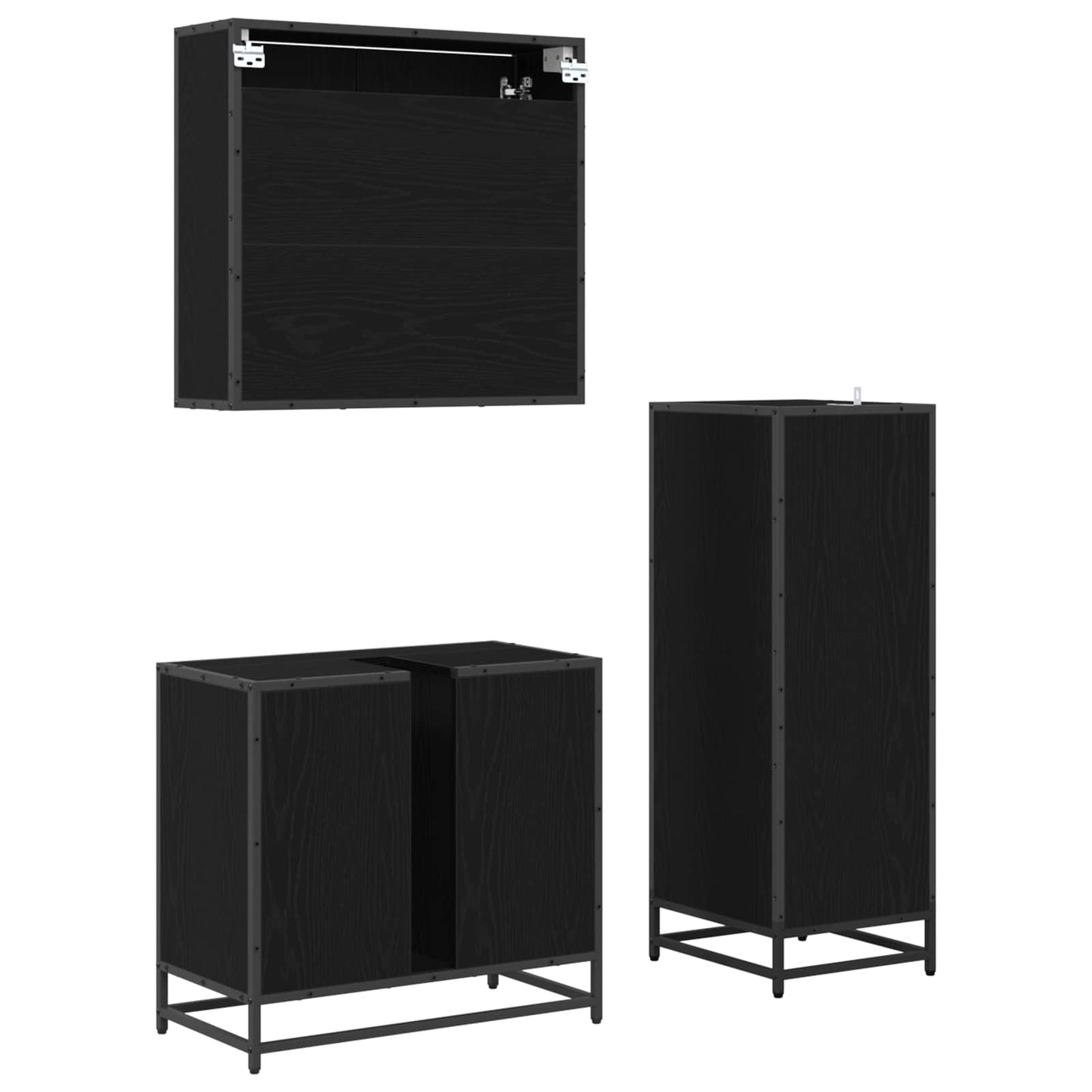 vidaXL Σετ Επίπλων Μπάνιου 3 τμχ. Μαύρη Οξυά 35 x 37,5 x 100 εκ.