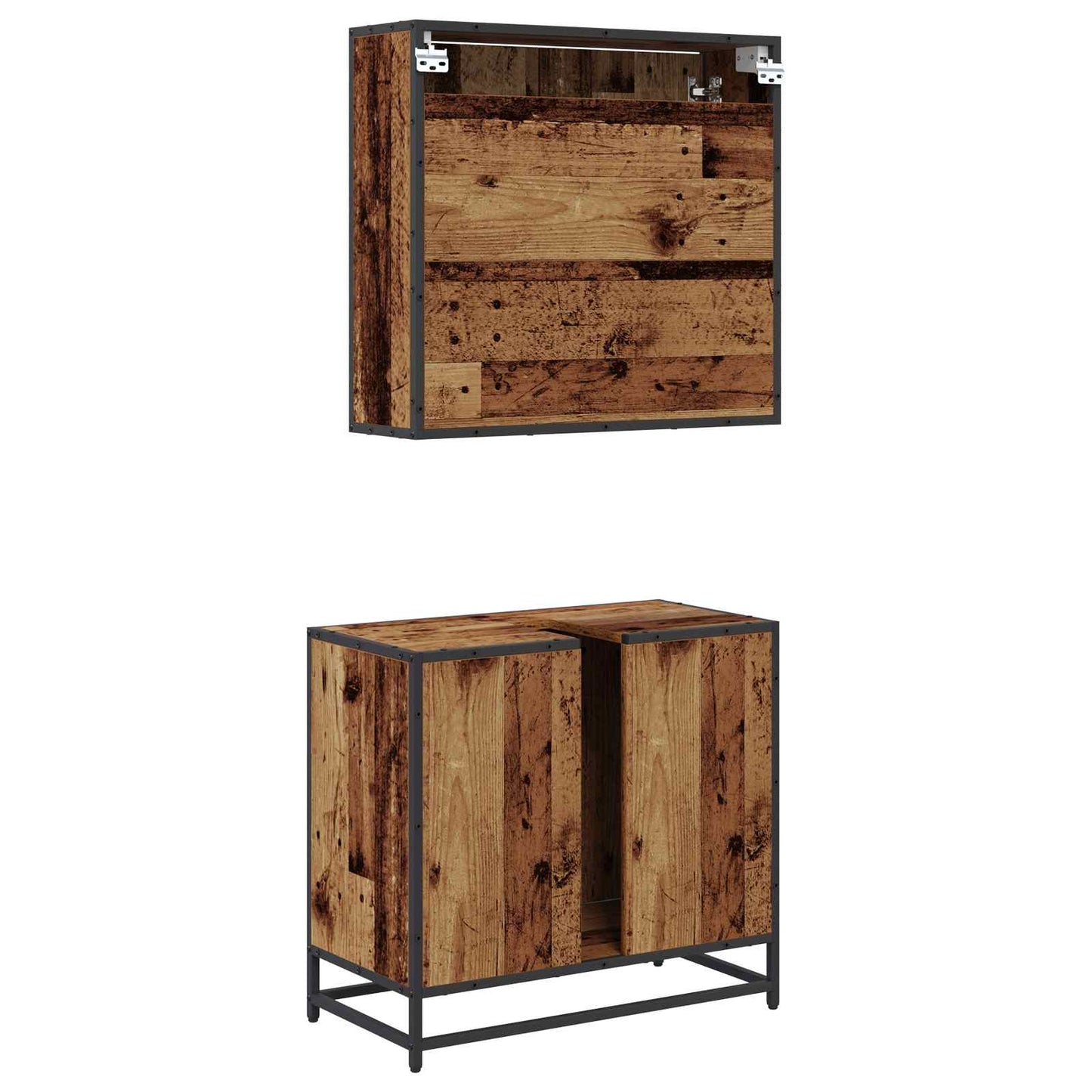 vidaXL Σετ Επίπλων Μπάνιου 2 τμχ. Παλιό Ξύλο 65 x 33 x 60 εκ