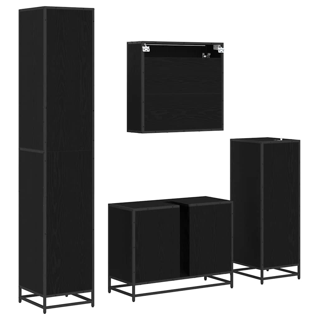 vidaXL Σετ Επίπλων Μπάνιου Επιτοίχιο 4 pcs Μαύρη δρυς 80 x 33 x 60 εκ