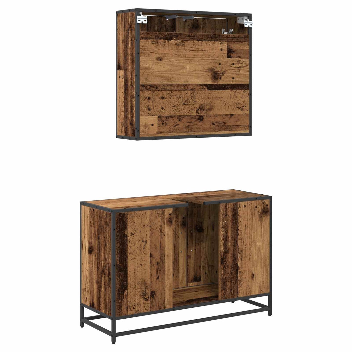 vidaXL Σετ Επίπλων Μπάνιου 2 τμχ. Παλιό Ξύλο 90 x 33 x 60 εκ.