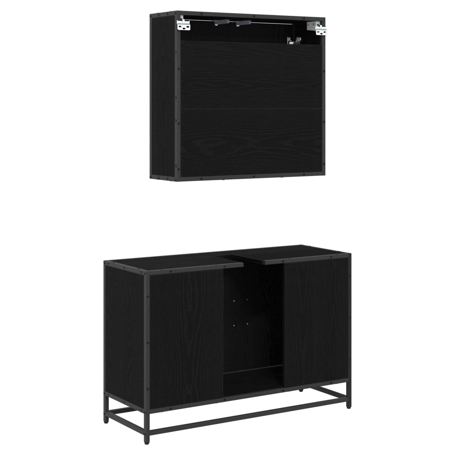 vidaXL Σετ Επίπλων Μπάνιου 2 τμχ. Μαύρη Οξυά 90 x 33 x 60 εκ.