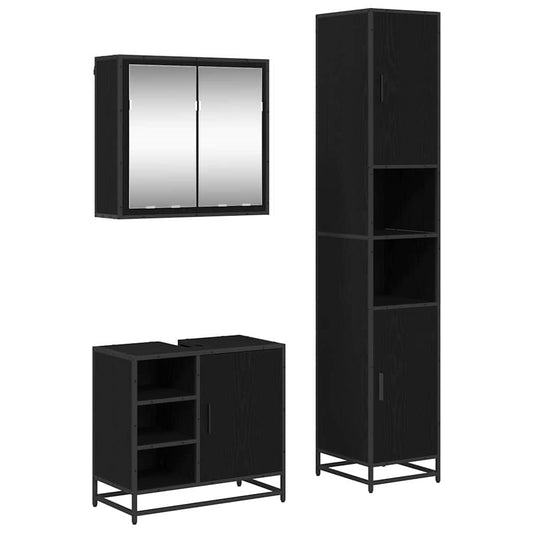 vidaXL Σετ Επίπλων Μπάνιου Επιτοίχιο 3 pcs Μαύρη δρυς 65 x 33 x 60 εκ