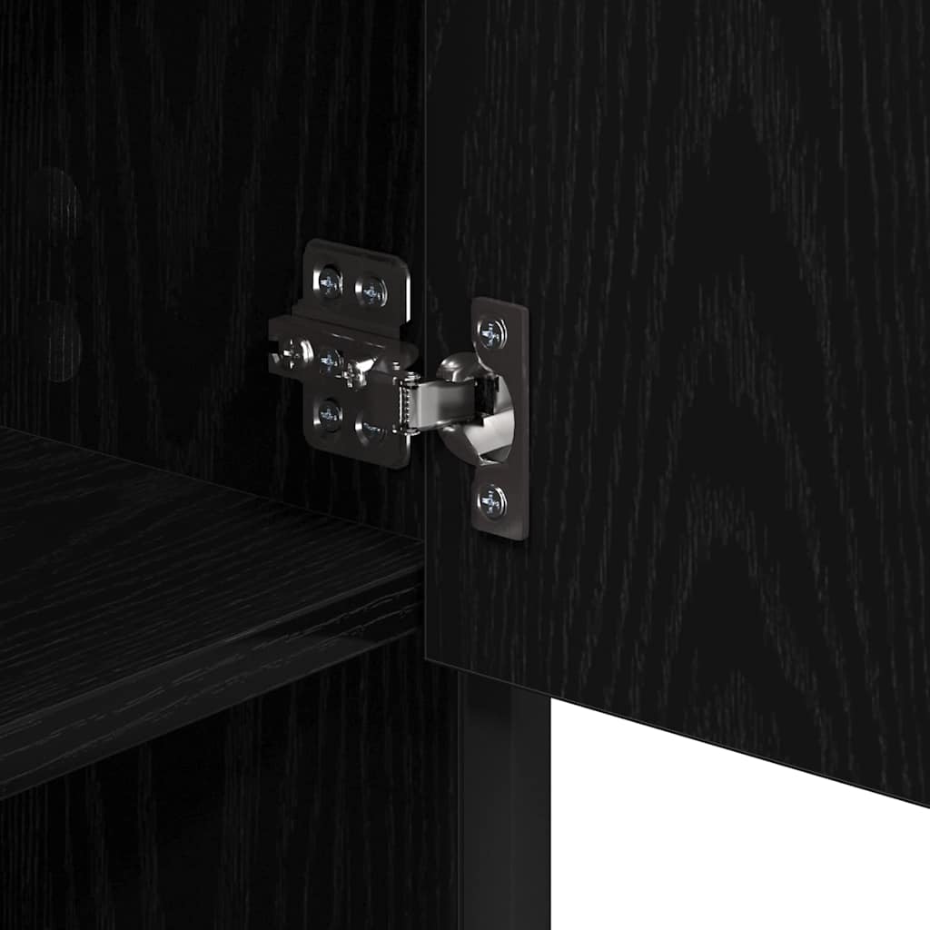 vidaXL Σετ Επίπλων Μπάνιου με ράφι 3 pcs Μαύρη Οξυά Επεξεργασμένο ξύλο