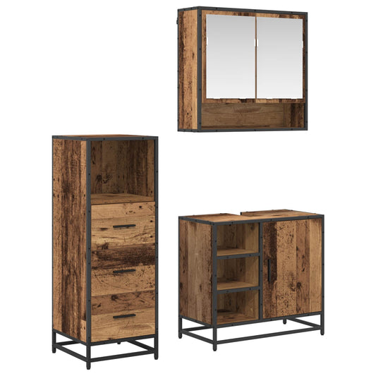vidaXL Σετ Επίπλων Μπάνιου 3 τμχ. Παλιό Ξύλο 65 x 33 x 60 εκ