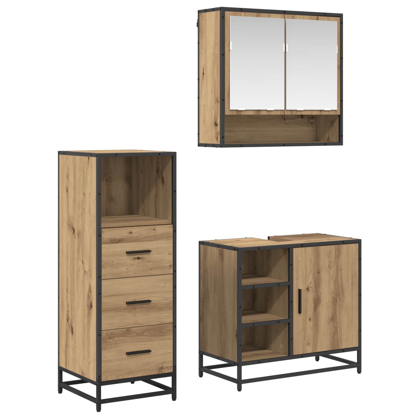 vidaXL Σετ Επίπλων Μπάνιου 3 τμχ. Artisan Oak 65 x 33 x 60 εκ