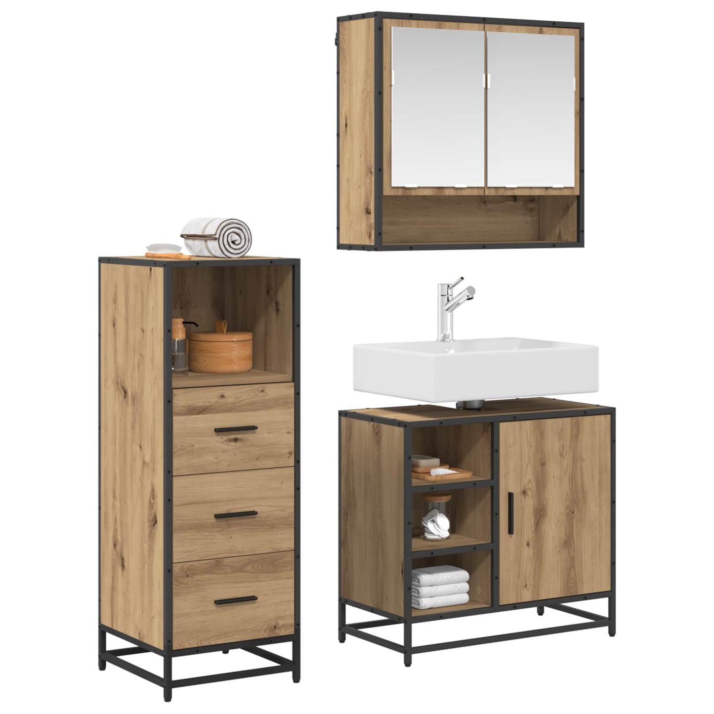 vidaXL Σετ Επίπλων Μπάνιου 3 τμχ. Artisan Oak 65 x 33 x 60 εκ