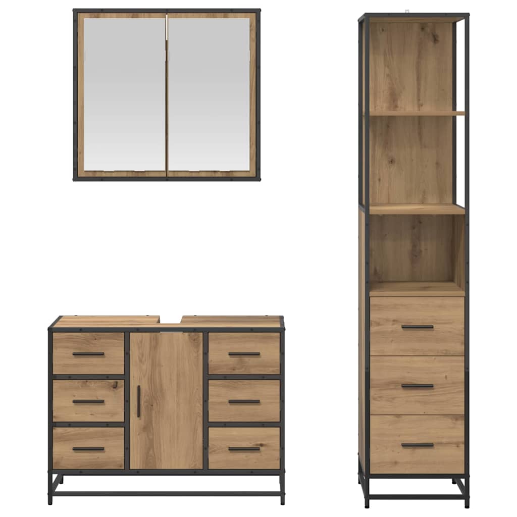 vidaXL Σετ Επίπλων Μπάνιου 3 τμχ. Artisan Oak 80 x 33 x 60 εκ