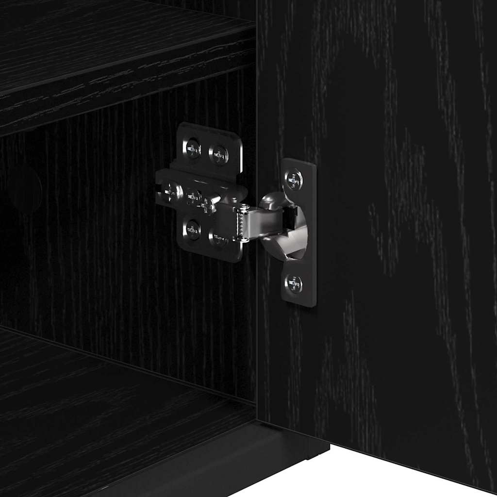 vidaXL Σετ Επίπλων Μπάνιου με ράφι 2 pcs Μαύρη Οξυά Επεξεργασμένο ξύλο