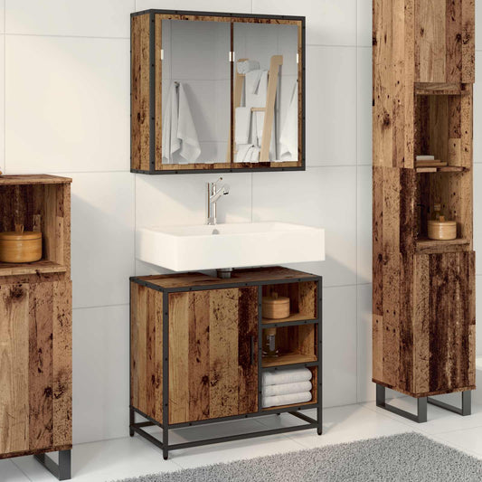 vidaXL Σετ Επίπλων Μπάνιου 2 τμχ. Παλιό Ξύλο 65 x 33 x 60 εκ