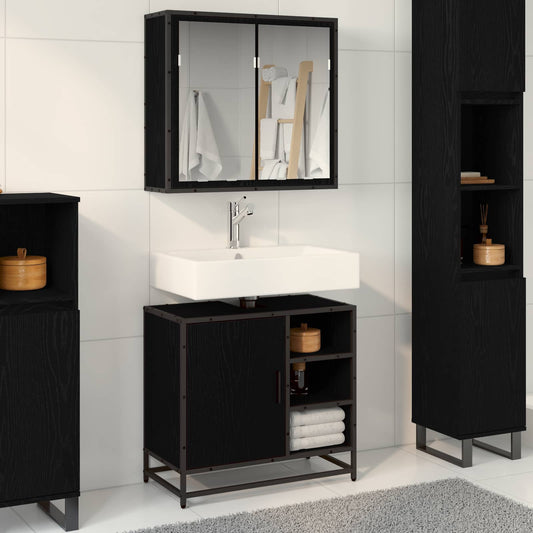vidaXL Σετ Επίπλων Μπάνιου 2 τμχ. Μαύρη Οξυά 65 x 33 x 60 εκ