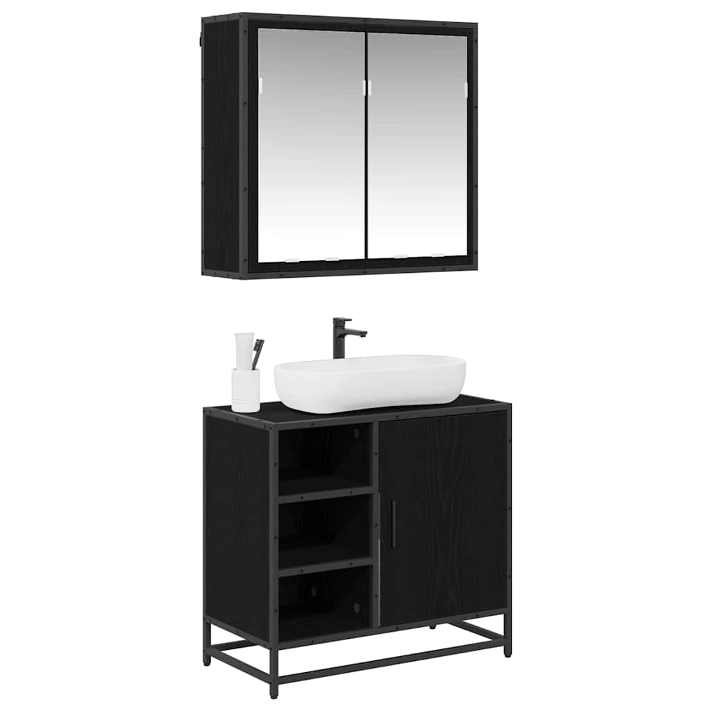 vidaXL Σετ Επίπλων Μπάνιου Επιτοίχιο 2 pcs Μαύρη δρυς 65 x 33 x 60 εκ