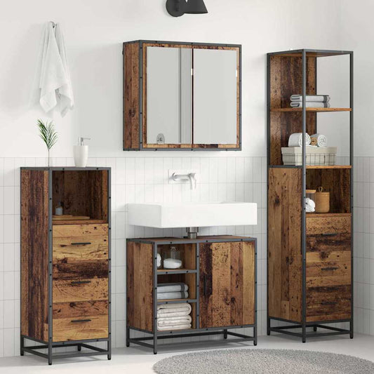 vidaXL Σετ Επίπλων Μπάνιου 3 τμχ. Παλιό Ξύλο 65 x 33 x 60 εκ