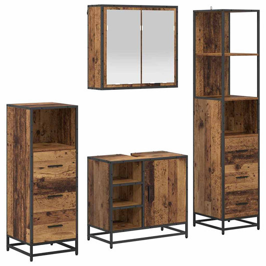 vidaXL Σετ Επίπλων Μπάνιου 4 τμχ. Παλιό Ξύλο 65 x 33 x 60 εκ