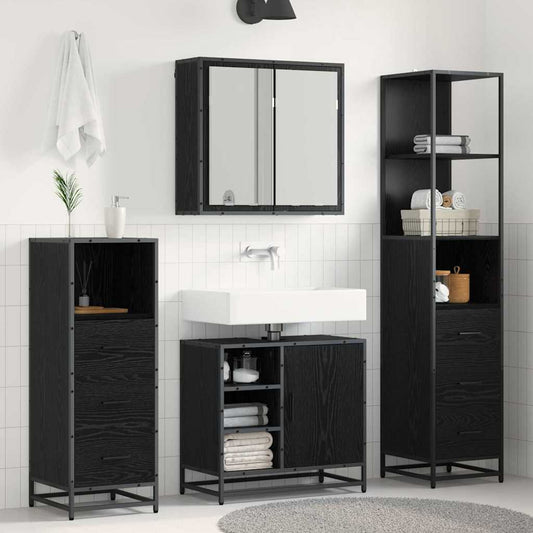 vidaXL Σετ Επίπλων Μπάνιου 4 τμχ. Μαύρη Οξυά 65 x 33 x 60 εκ
