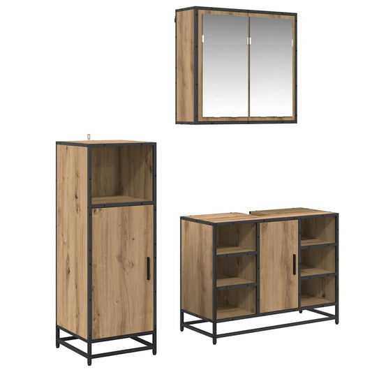 vidaXL Σετ Επίπλων Μπάνιου με πόρτα 3 pcs artisan δρυς 80 x 33 x 60 εκ