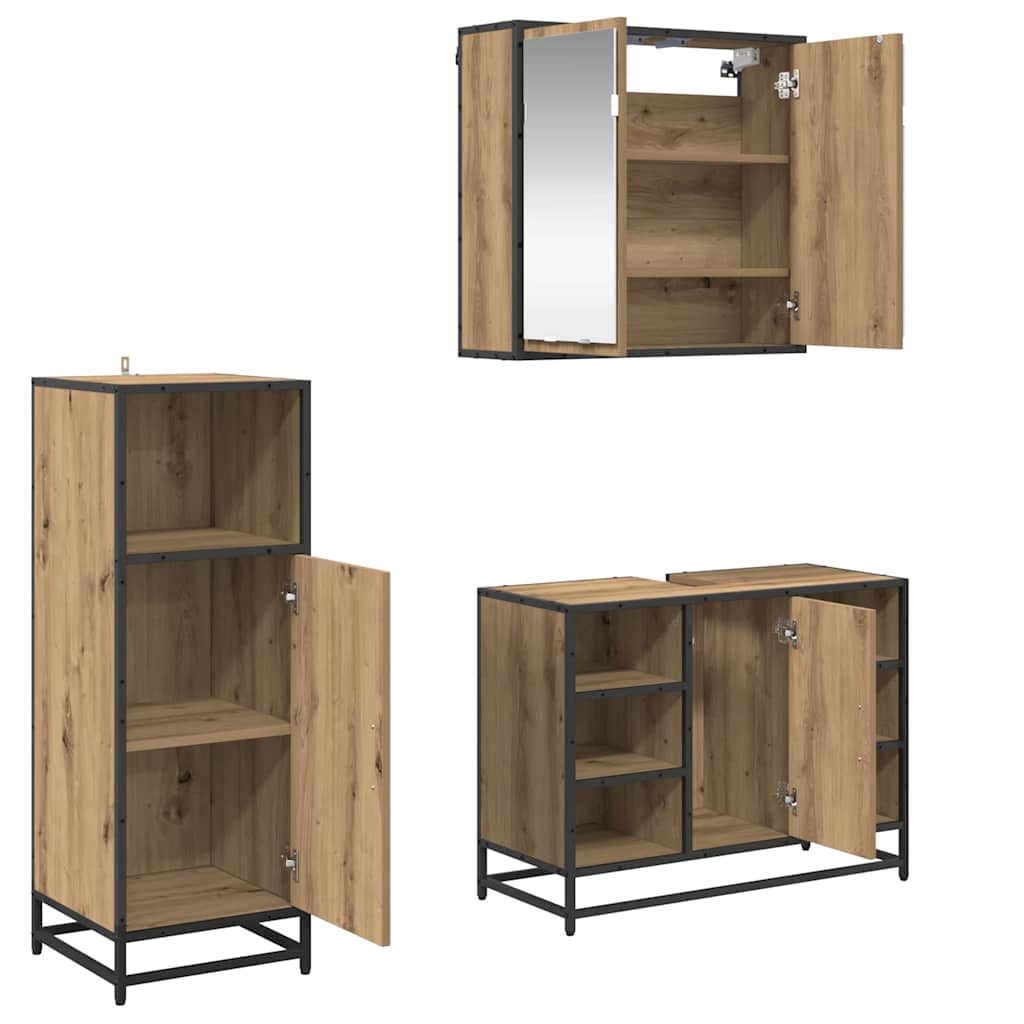 vidaXL Σετ Επίπλων Μπάνιου με πόρτα 3 pcs artisan δρυς 80 x 33 x 60 εκ