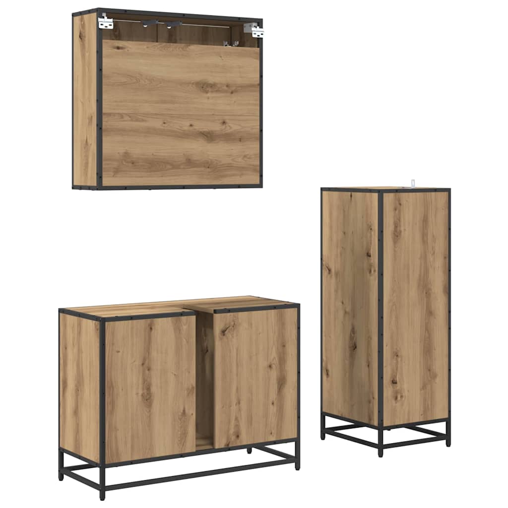 vidaXL Σετ Επίπλων Μπάνιου με πόρτα 3 pcs artisan δρυς 80 x 33 x 60 εκ