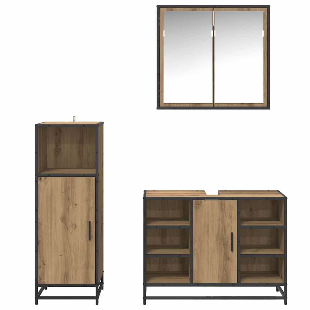 vidaXL Σετ Επίπλων Μπάνιου με πόρτα 3 pcs artisan δρυς 80 x 33 x 60 εκ