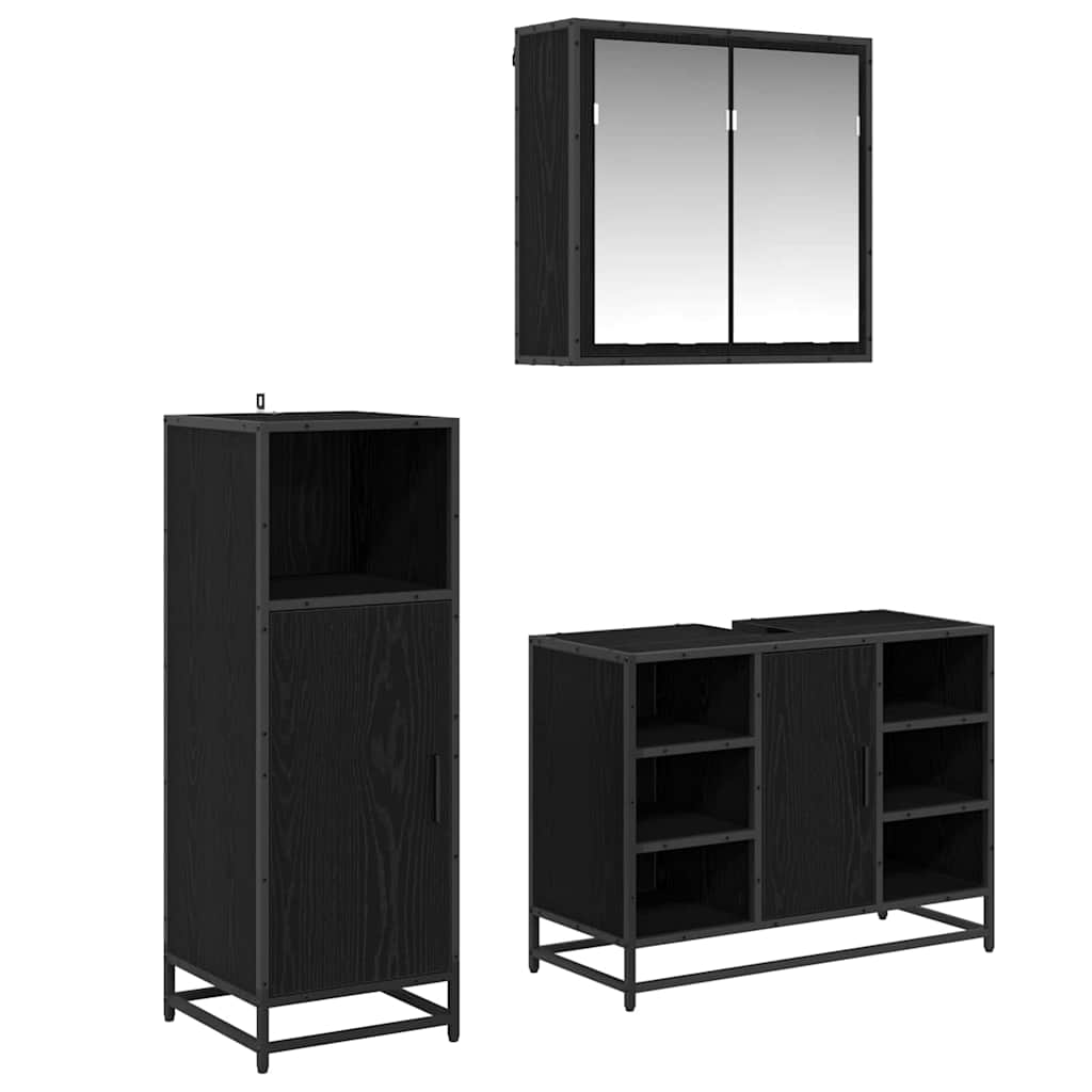 vidaXL Σετ Επίπλων Μπάνιου Επιτοίχιο 3 pcs Μαύρη δρυς 80 x 33 x 60 εκ