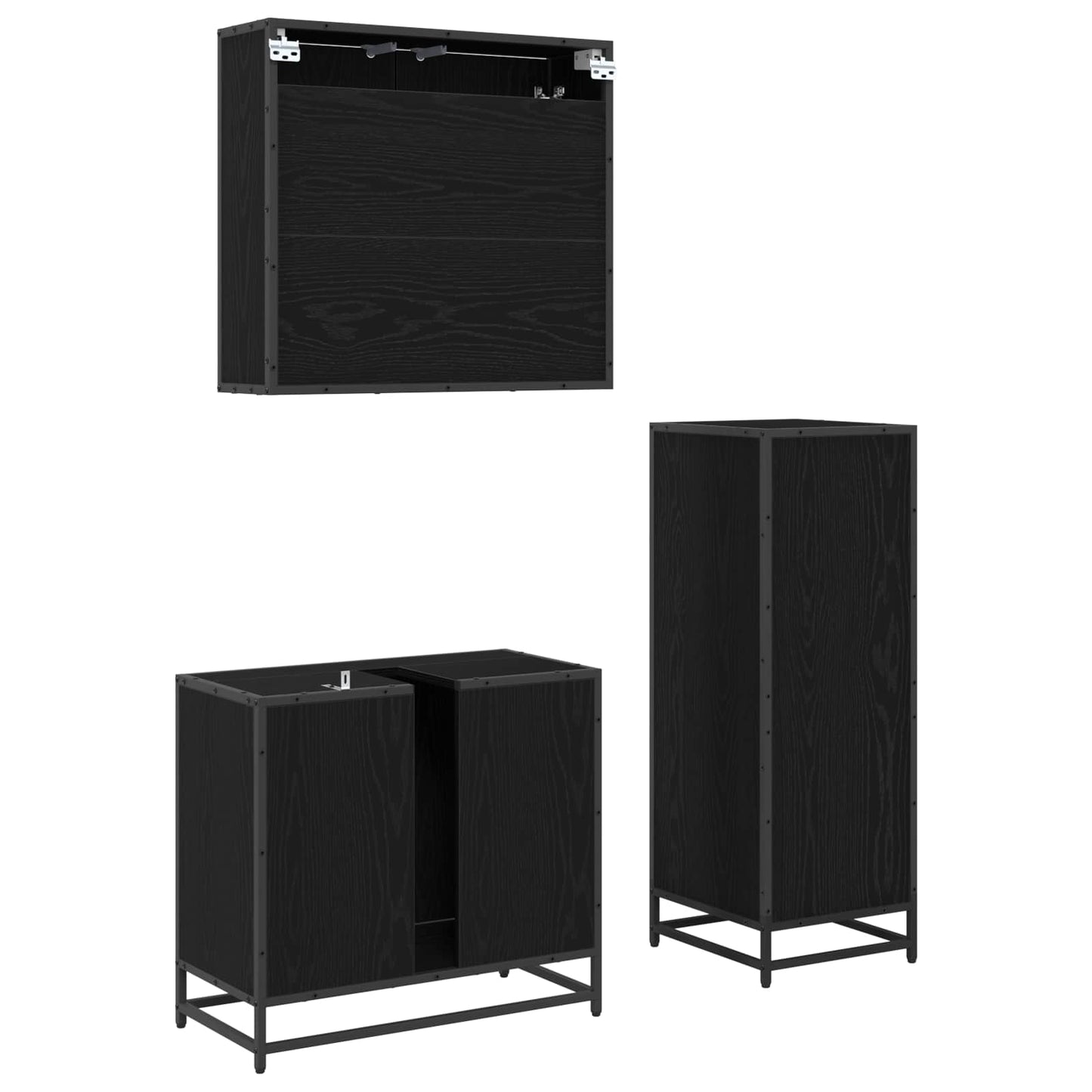 vidaXL Σετ Επίπλων Μπάνιου 3 τμχ. Μαύρη Οξυά 35 x 37,5 x 100 εκ.