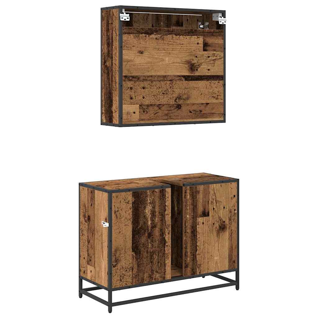 vidaXL Σετ Επίπλων Μπάνιου 2 τμχ. Παλιό Ξύλο 80 x 33 x 60 εκ