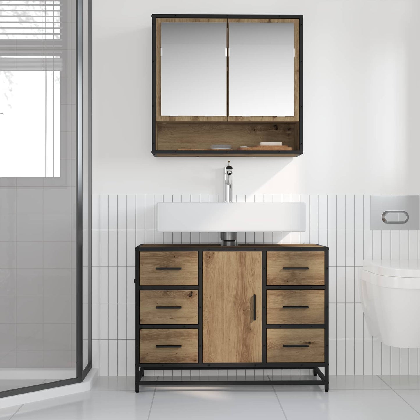 vidaXL Σετ Επίπλων Μπάνιου 2 τμχ. Artisan Oak 80 x 33 x 60 εκ