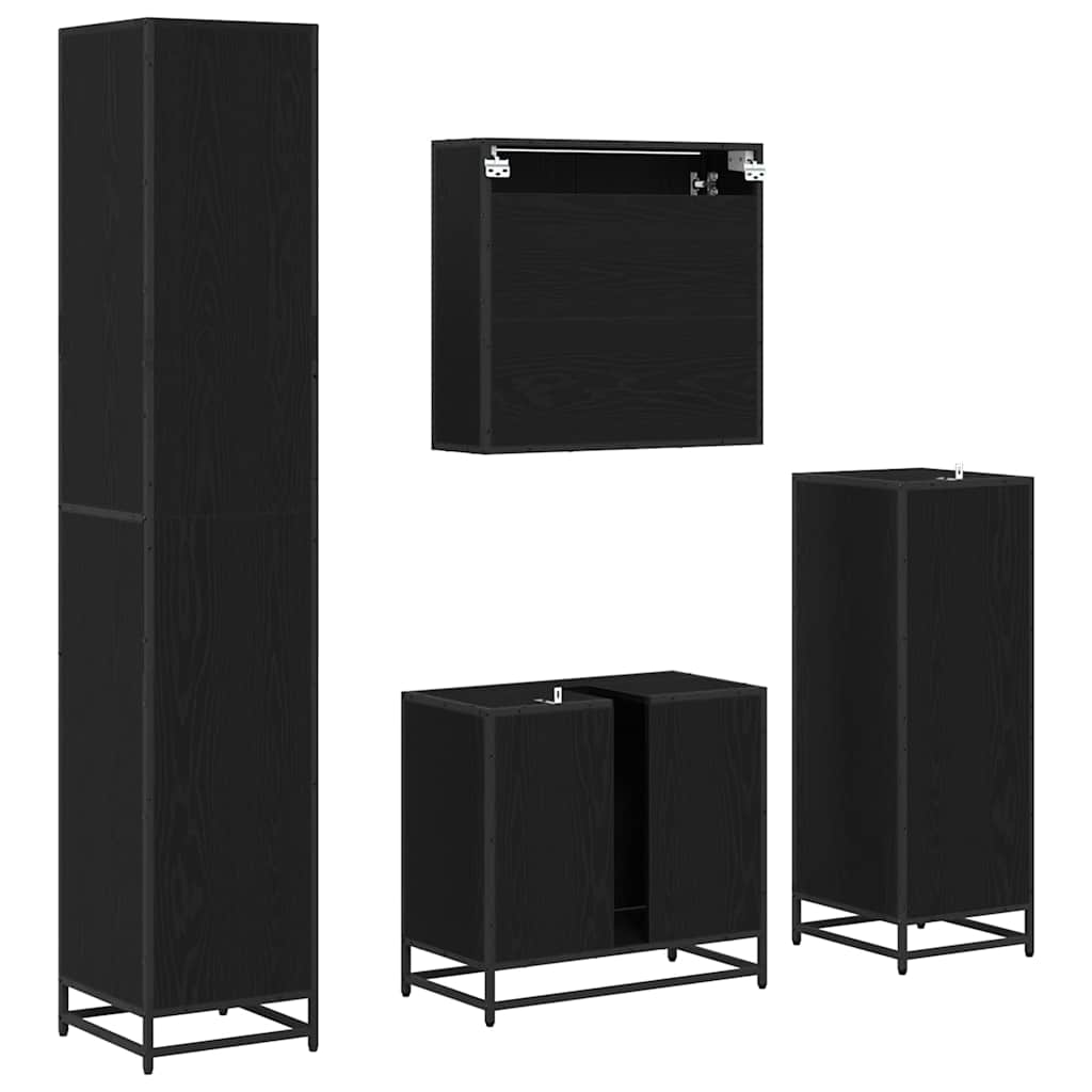 vidaXL Σετ Επίπλων Μπάνιου 4 pcs Μαύρη δρυς 35 x 37.5 x 188.5 εκατοστά