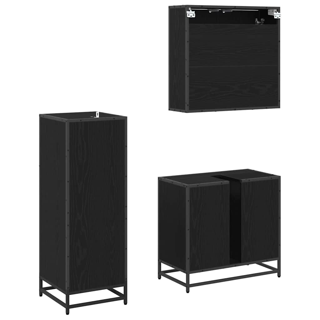 vidaXL Σετ Επίπλων Μπάνιου Επιτοίχιο 3 pcs Μαύρη δρυς 65 x 33 x 60 εκ