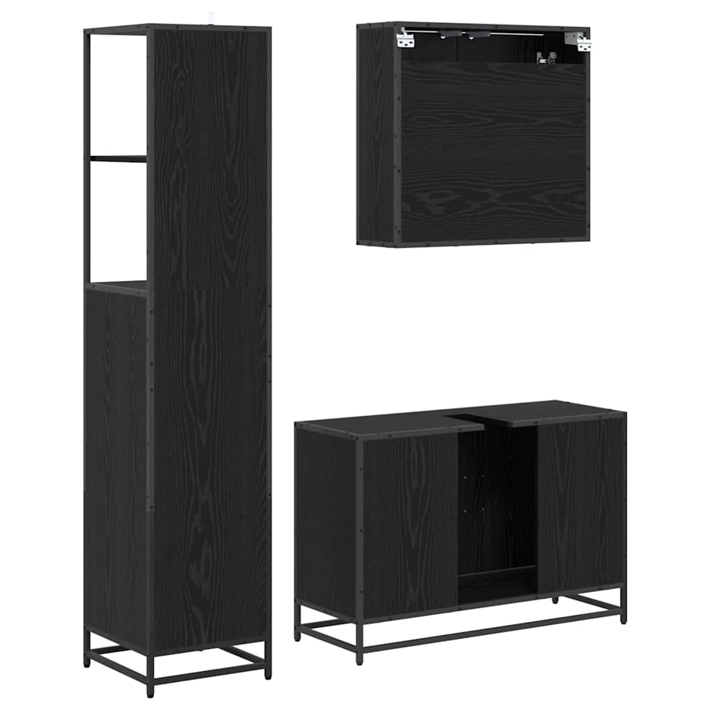 vidaXL Σετ Επίπλων Μπάνιου Επιτοίχιο 3 pcs Μαύρη δρυς 90 x 33 x 60 εκ.