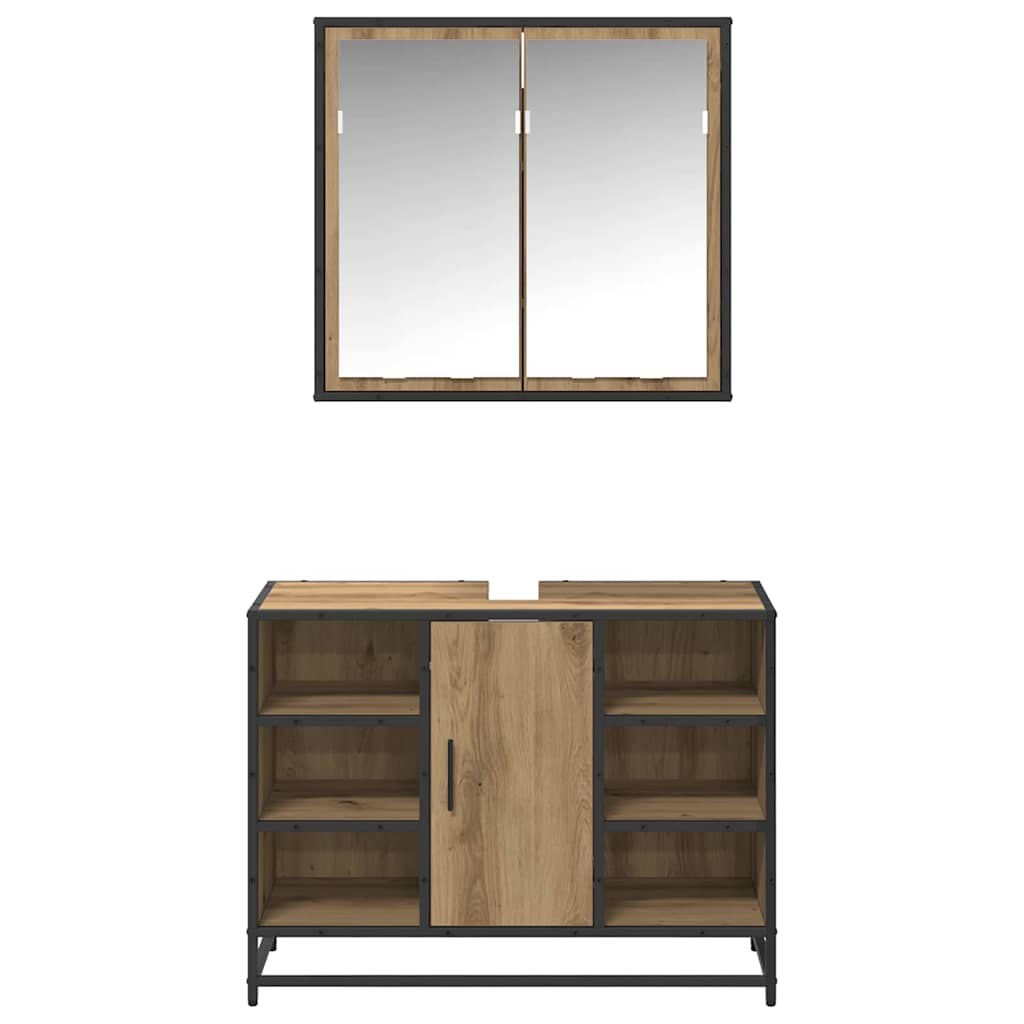 vidaXL Σετ Επίπλων Μπάνιου με πόρτα 2 pcs artisan δρυς 80 x 33 x 60 εκ