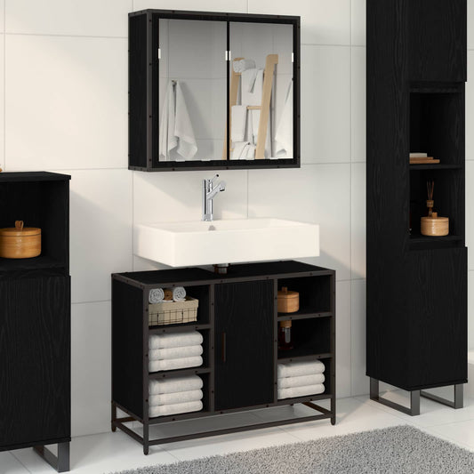 vidaXL Σετ Επίπλων Μπάνιου 2 τμχ. Μαύρη Οξυά 80 x 33 x 60 εκ