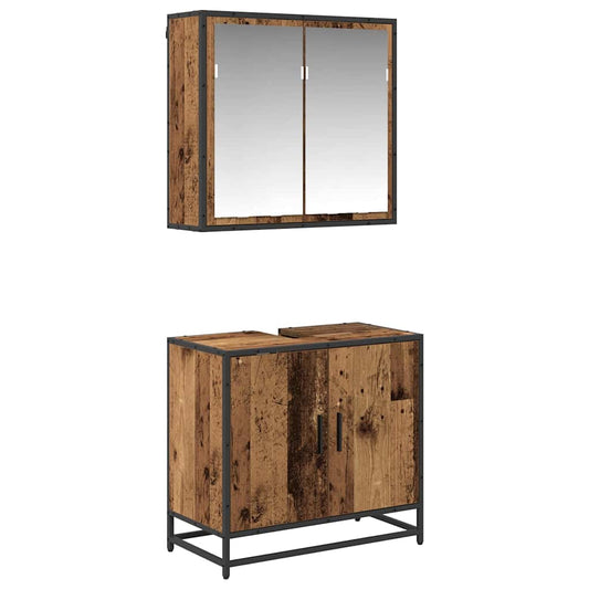 vidaXL Σετ Επίπλων Μπάνιου Επιτοίχιο 2 pcs Παλαιό ξύλο 65 x 33 x 60 εκ