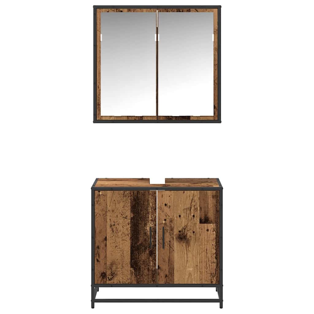 vidaXL Σετ Επίπλων Μπάνιου Επιτοίχιο 2 pcs Παλαιό ξύλο 65 x 33 x 60 εκ