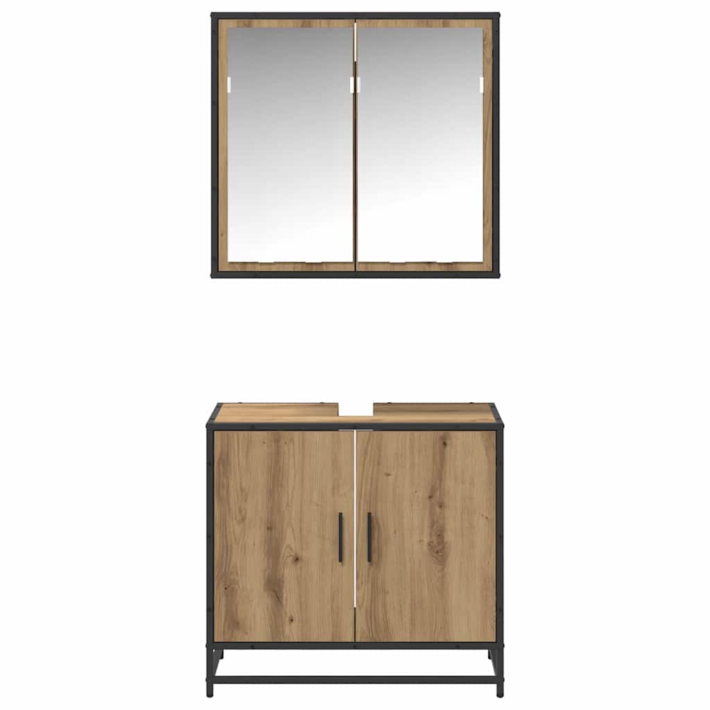 vidaXL Σετ Επίπλων Μπάνιου με πόρτα 2 pcs artisan δρυς 65 x 33 x 60 εκ